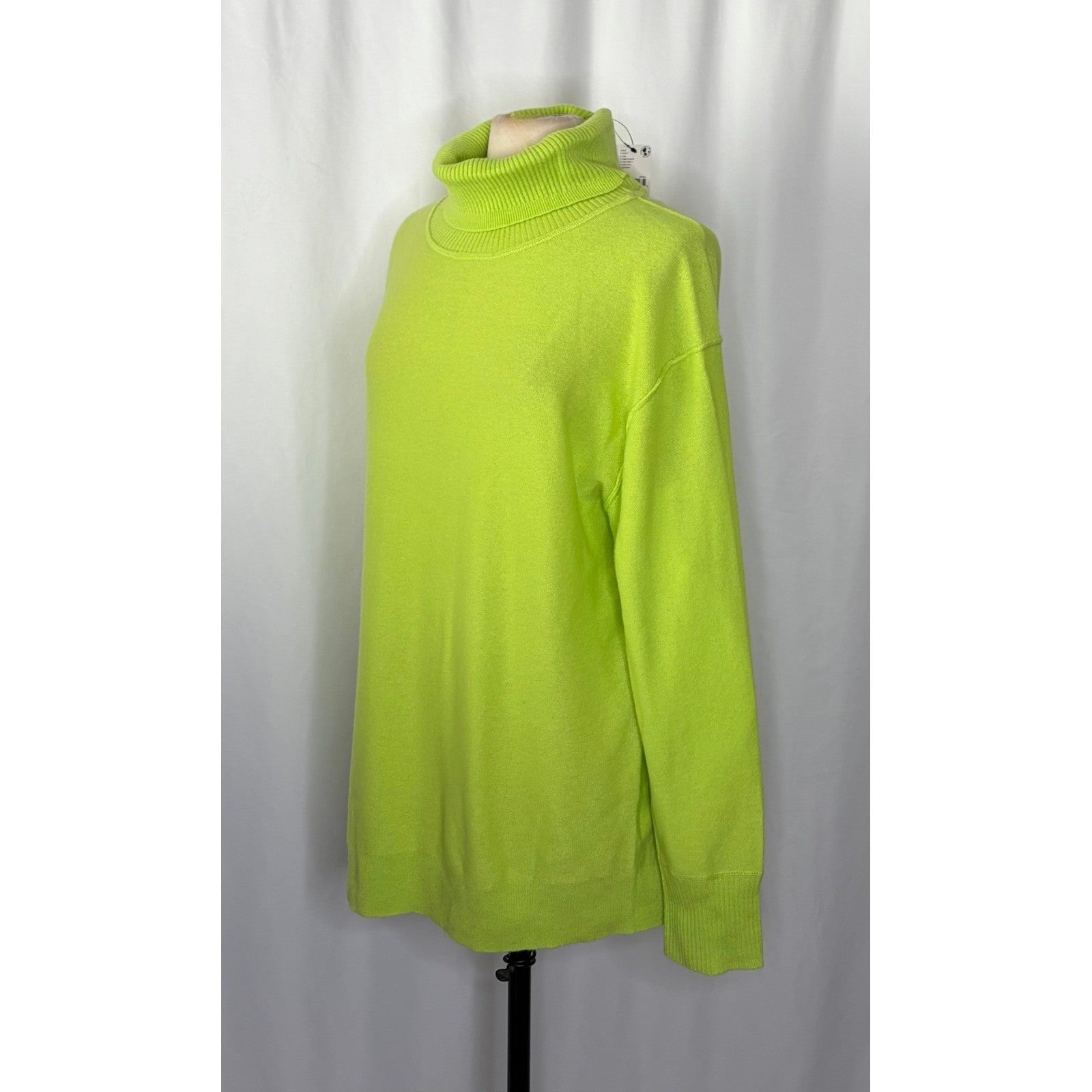 NWT!! FREE PEOPLE Treasure Turtleneck Cashmere Sweater Lime Punch Knit Large