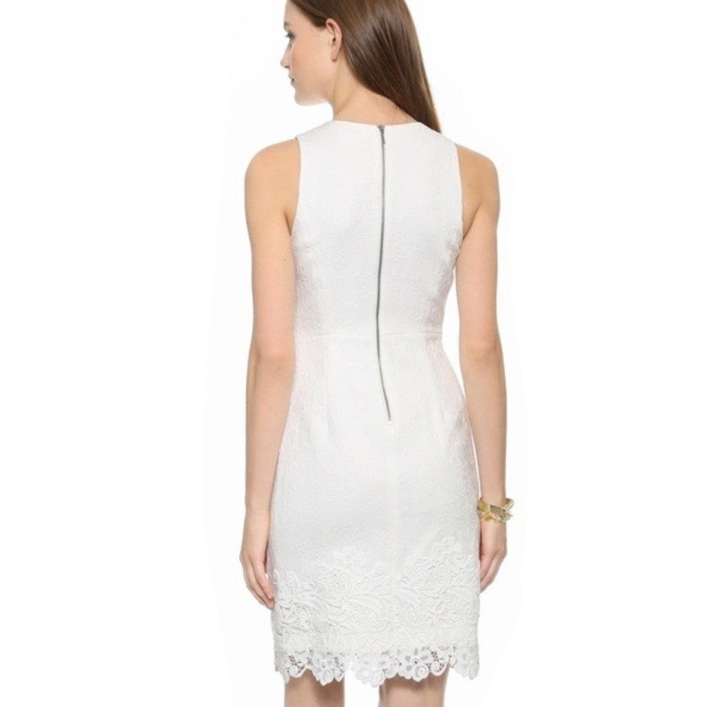 REBECCA TAYLOR Matelasse White Jacquard Lace Shift Dress Bridal Wedding Size 2