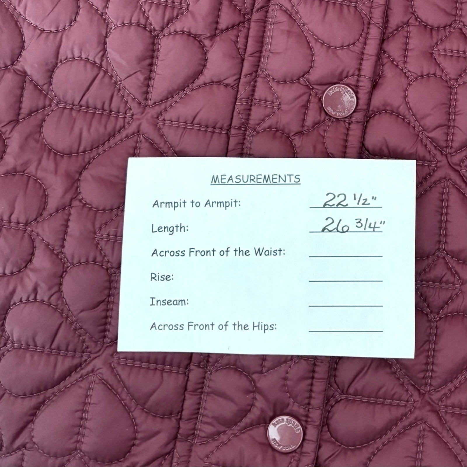 NWT!! KATE SPADE New York Water Resistant Hooded Floral Quilted Jacket X-Large