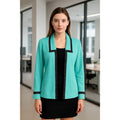 MING WANG Seafoam Green Black Studded Embellished Cardigan Sweater Medium