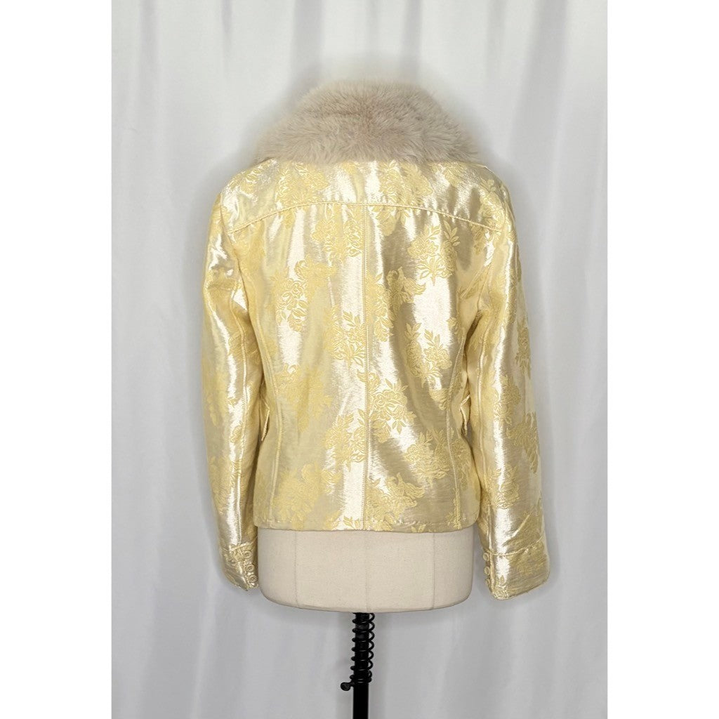 NWT!! FREE PEOPLE French Exit Laluna Jacket Jacquard Faux Fur Collar Large
