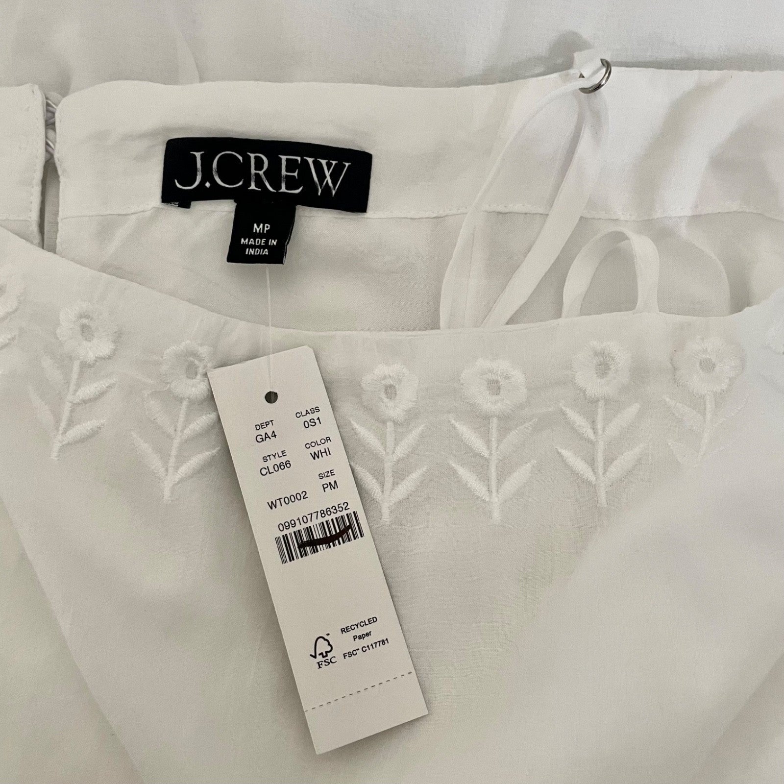 NWT!! J. CREW Sorrento Dress Cotton Voile Solid White Bridal Medium Petite MP