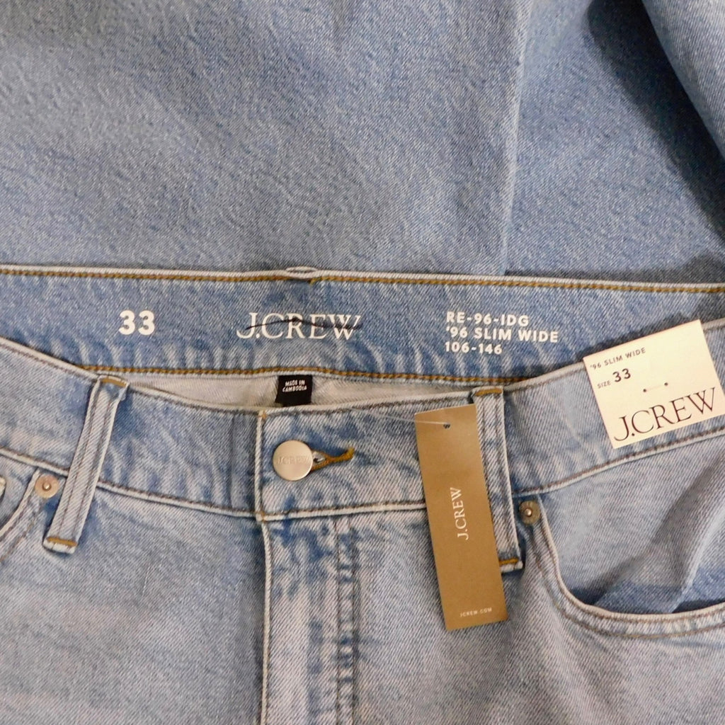 NWT!! J. CREW '96 Slim Wide Jeans Synniva Wash Denim High Rise Waist Size 33