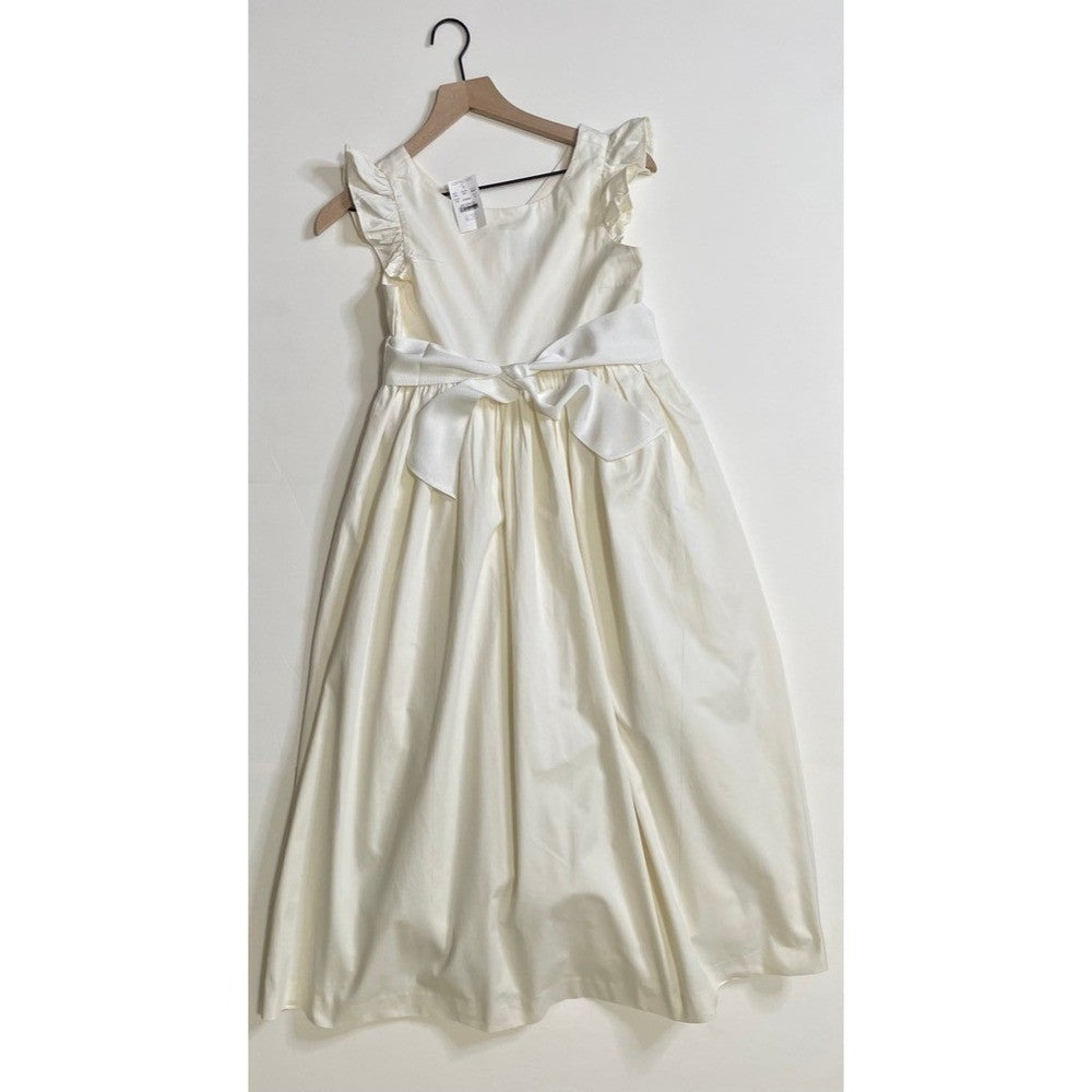 NWT! Girl's J. CREW Crewcuts Flutter Sleeve Dress Ivory Midi Maxi Ruffle Size 14