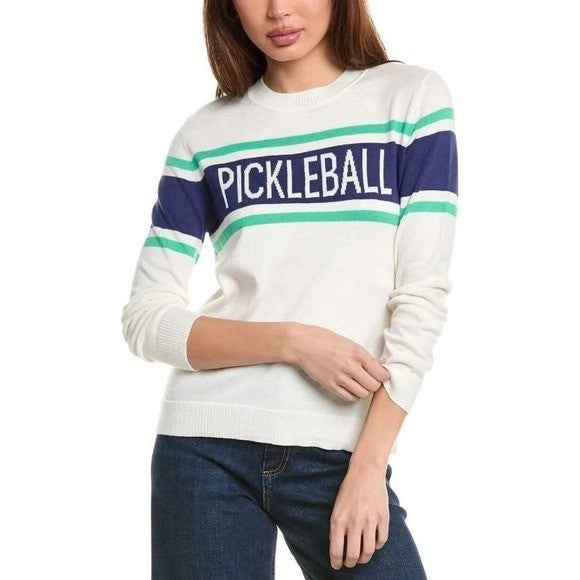 ALASHAN Cashmere Pickleball Sweater Pullover Sporty Text Script Preppy Medium