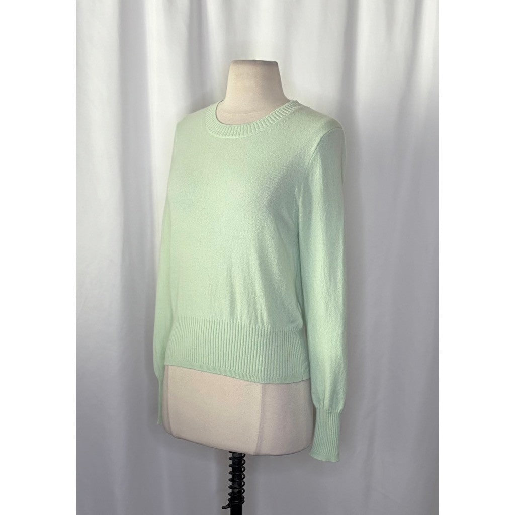 NWT!! J. CREW Cashmere Shrunken Crewneck Sweater Green Sheer Mint Knit Small