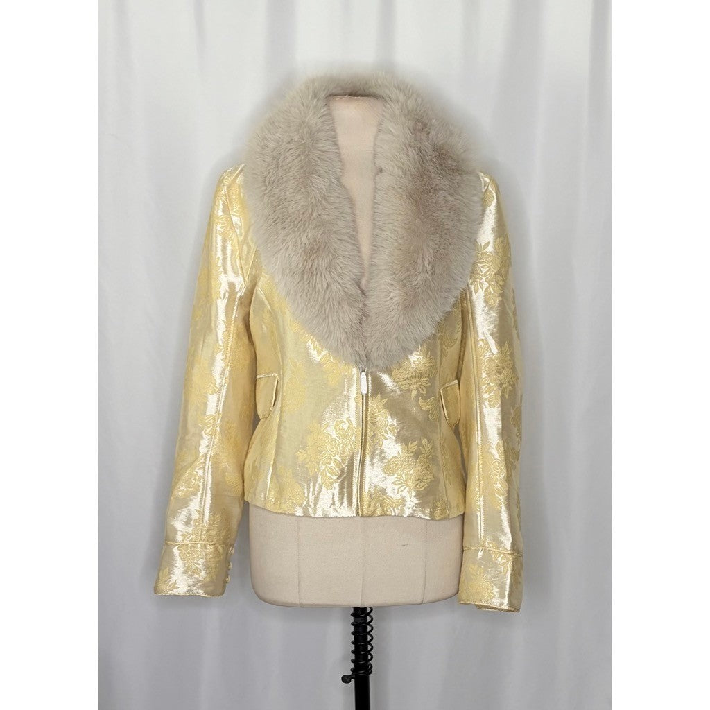 NWT!! FREE PEOPLE French Exit Laluna Jacket Jacquard Faux Fur Collar Large