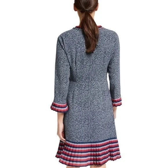 NWT!! BODEN Lara Polka Dot Striped Pleated Trim Dress Cluster Spot 6L 6 Tall