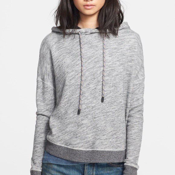 RAG & BONE Jean Murphy Hoodie Crossover Envelope Back Hood Gray Pullover X-Small