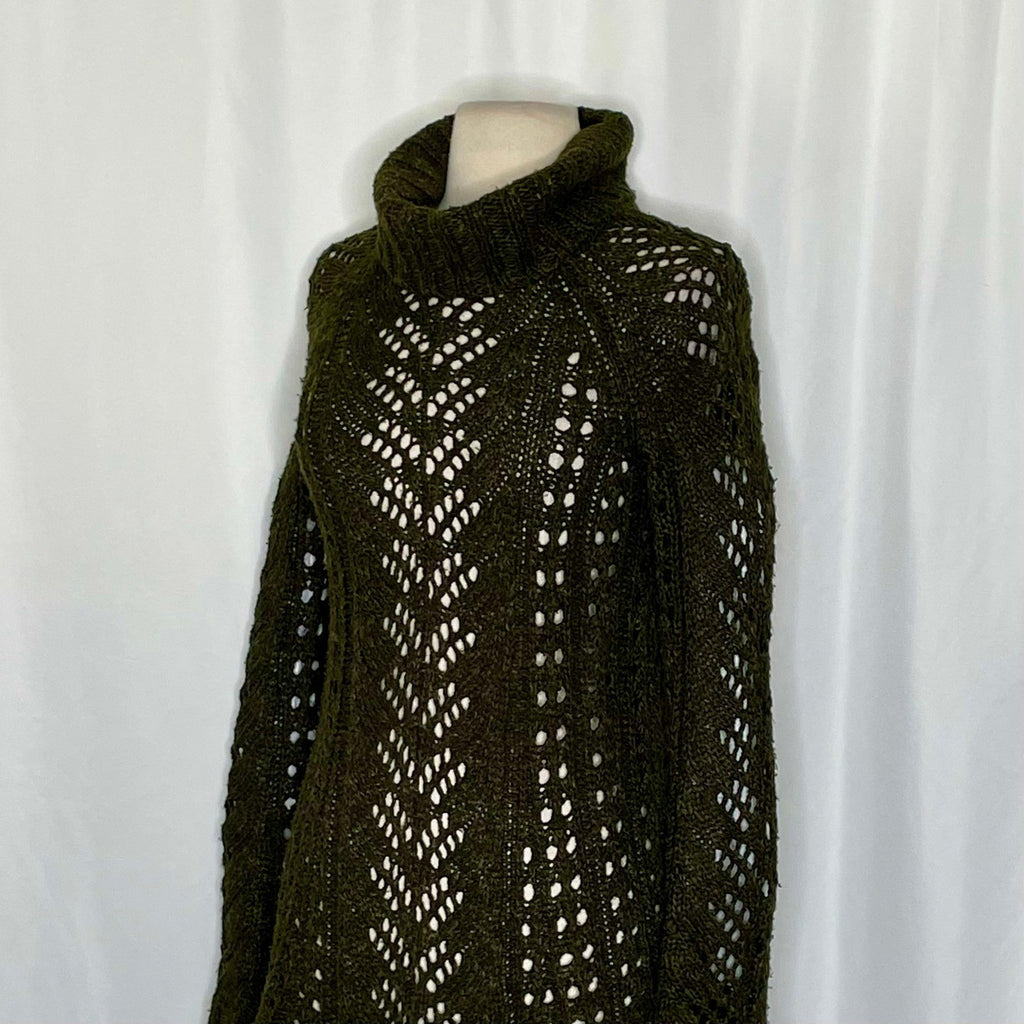 Anthropologie SLEEPING ON SNOW Eldora Turtleneck Sweater Green Linen Wool XS