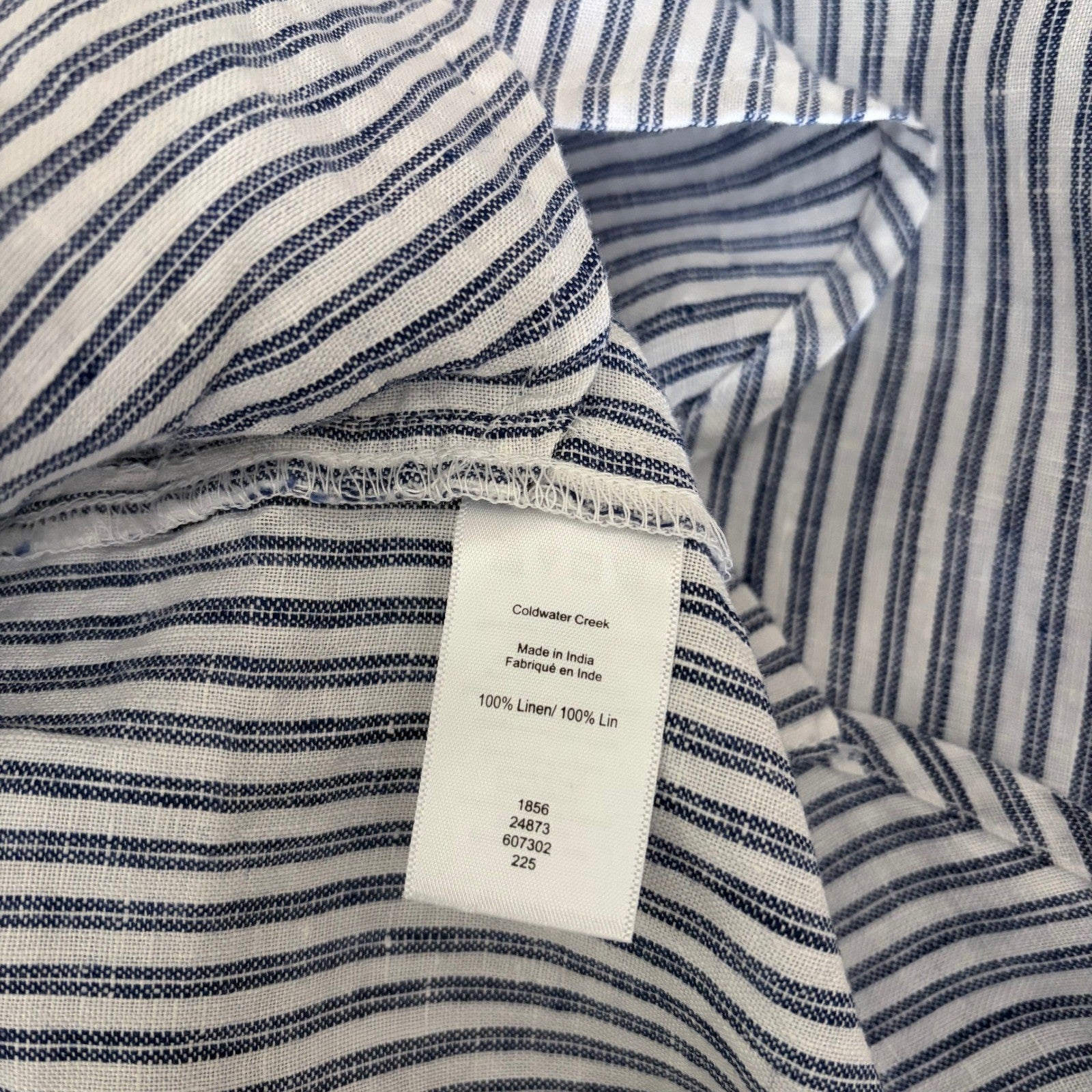 NWT!! COLDWATER CREEK Cross Dyed Striped Linen Tunic Topper Blue White Medium
