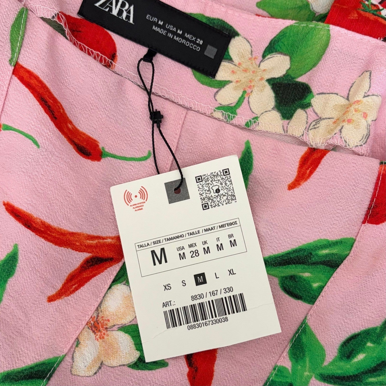 NWT!! ZARA Pink Cherries Veggie Print Mini Dress Cherry Vacation Medium