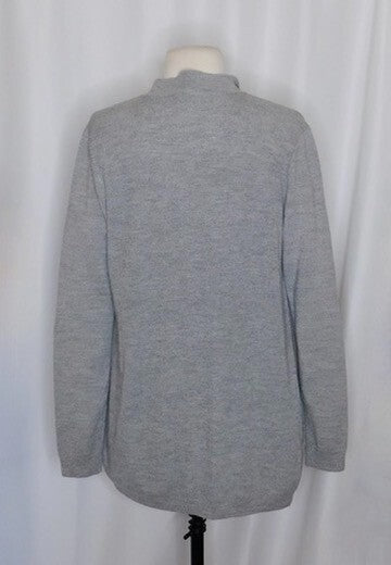 THEORY Winxie Gray Ribbed Knit Draped Cardigan Sweater Merino Wool Small