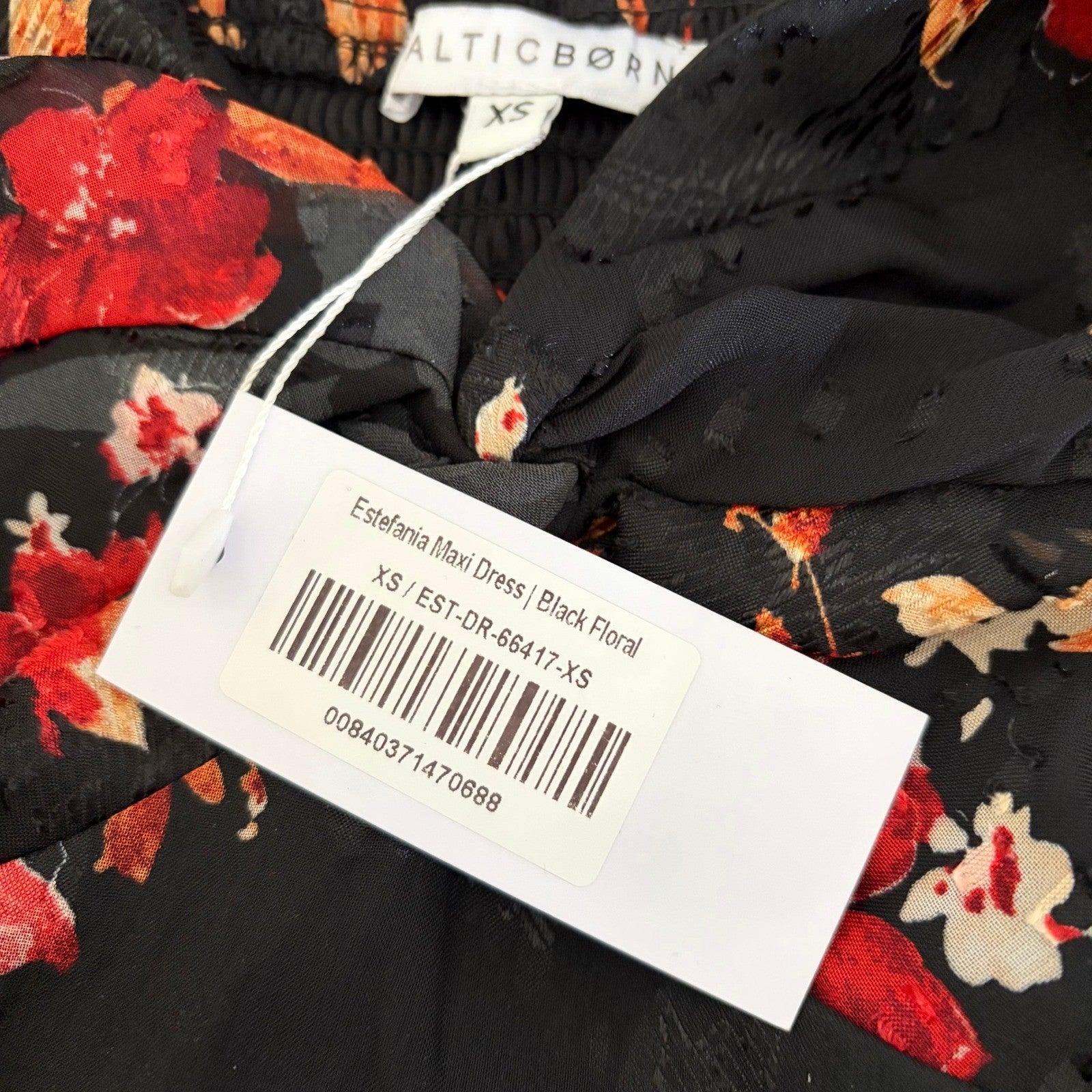 NWT!! BALTIC BORN Estefania Maxi Dress Black Floral Romantic Ruffle X-Small