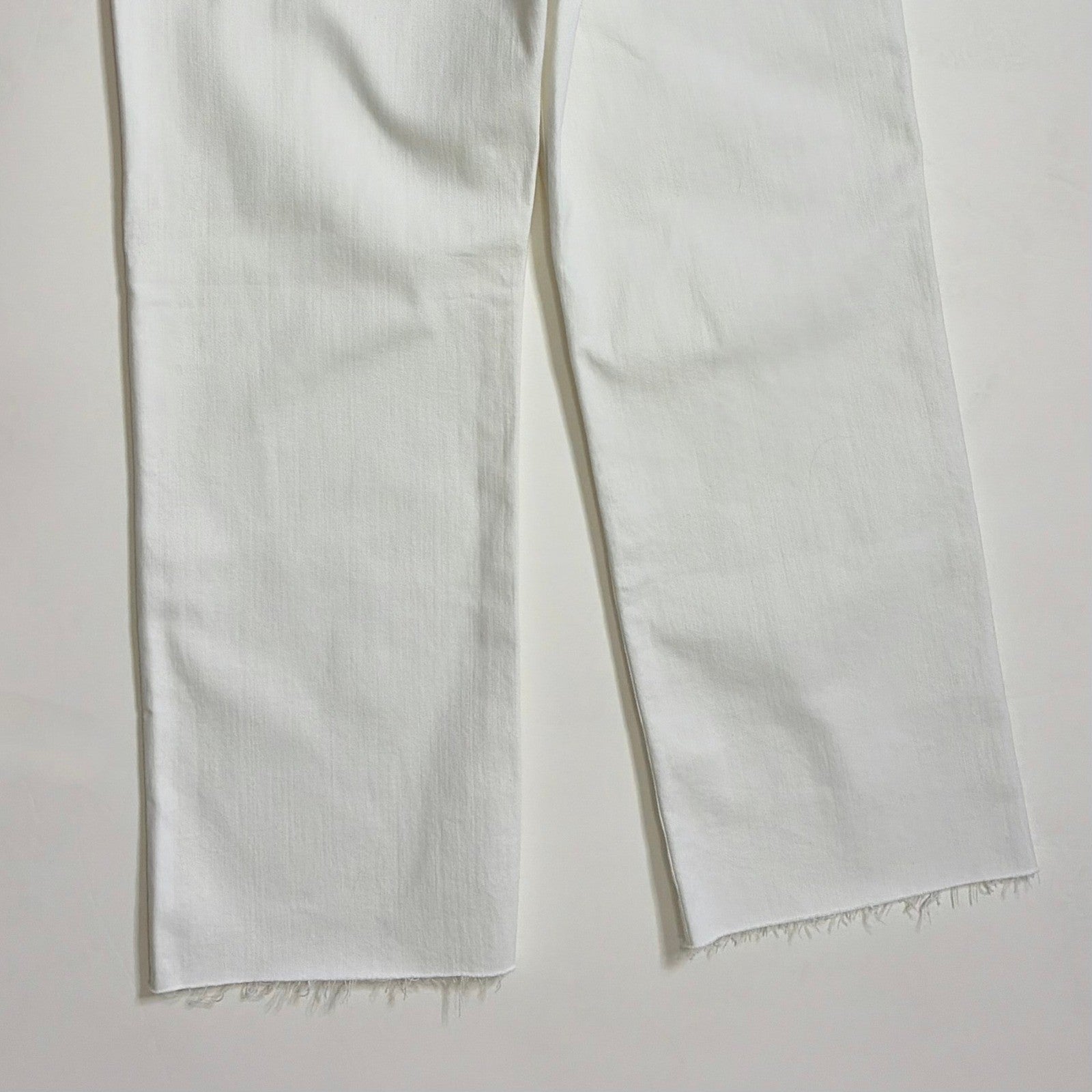 NWT!! J. CREW Curvy Slim Wide Denim Jeans Solid White Raw Hems Stretch Size 27