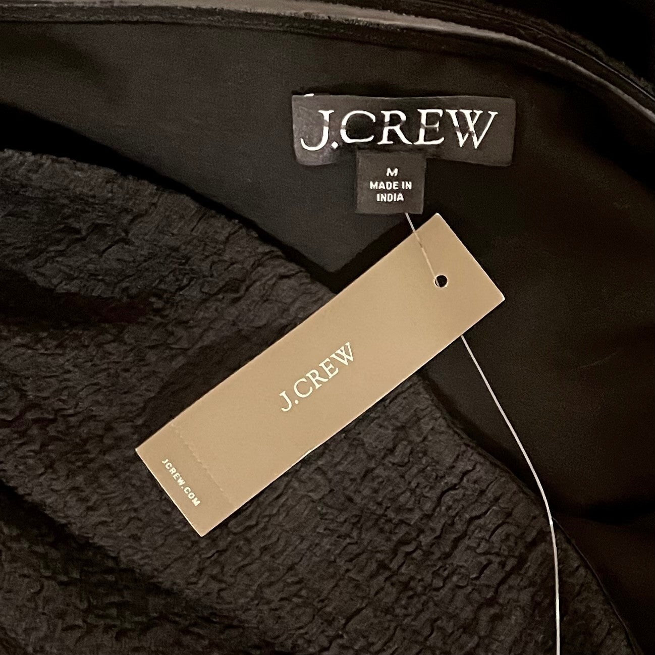 NWT!! J. CREW Strapless Mixy Dress Solid Black Midi Textured Preppy Medium