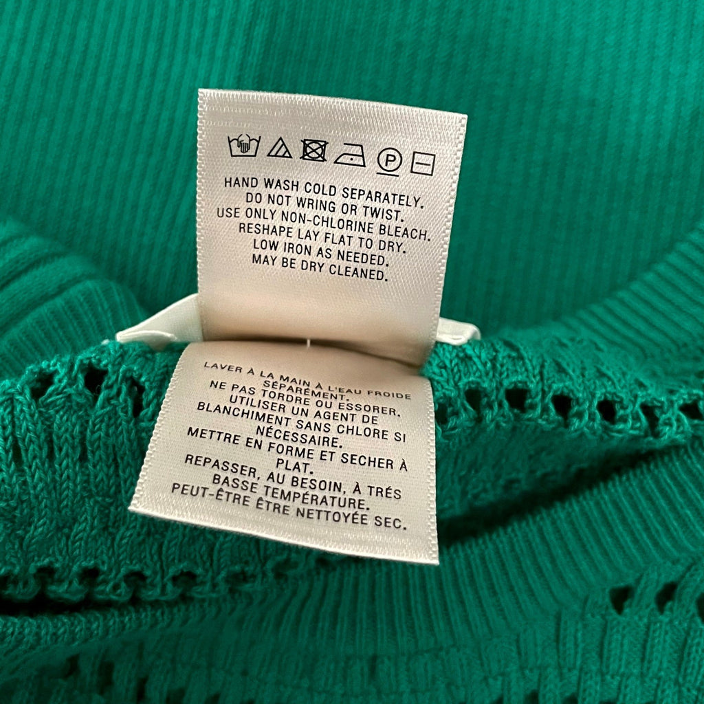 Anthropologie MAEVE Promenade Pointelle Knit Dress Solid Green Flirty X-Small