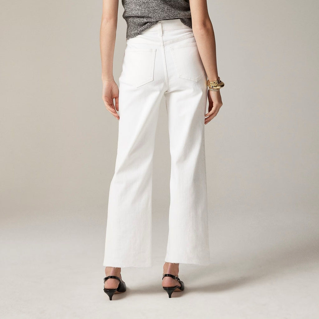 NWT!! J. CREW '96 Slim Wide Jeans Retro Raw Hems Solid White Preppy Frayed 33