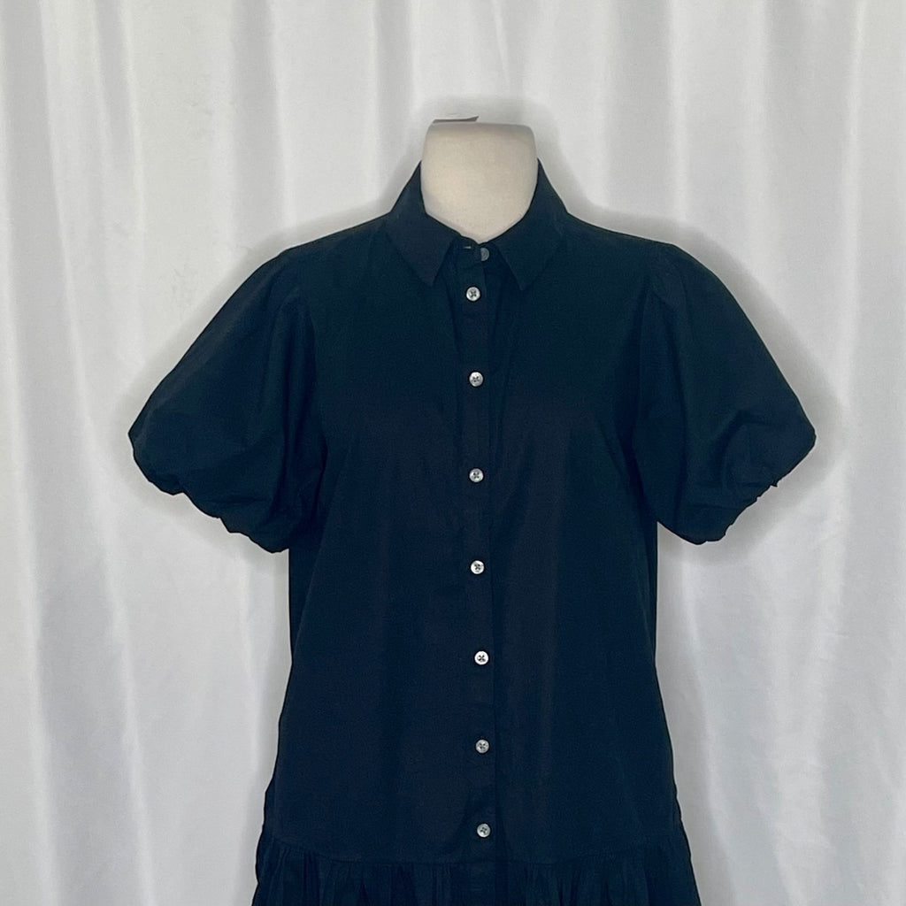 NWT!! J. CREW FACTORY Bubble Sleeve Shirtdress Solid Black Shirt Dress Size 8