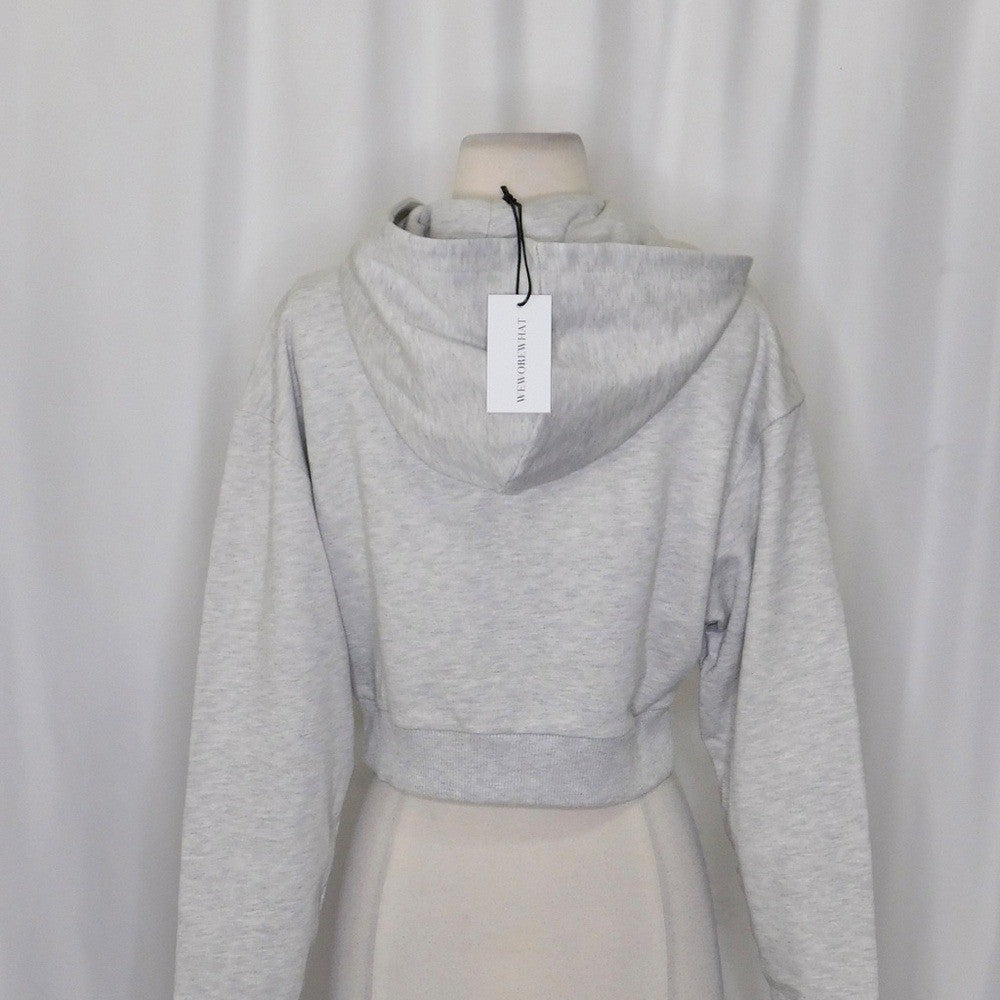 NWT!! WEWOREWHAT Half Zip Hoodie Heathered Gray Sweatshirt Hood Athleisure Small