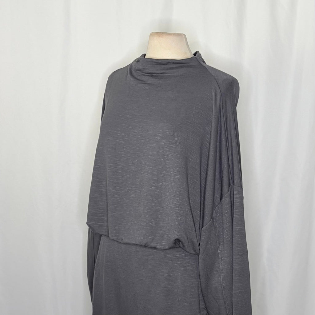 NWT!! Anthropologie DAILY PRACTICE Ruched Cozy Dress Solid Grey Cutout Size 3X