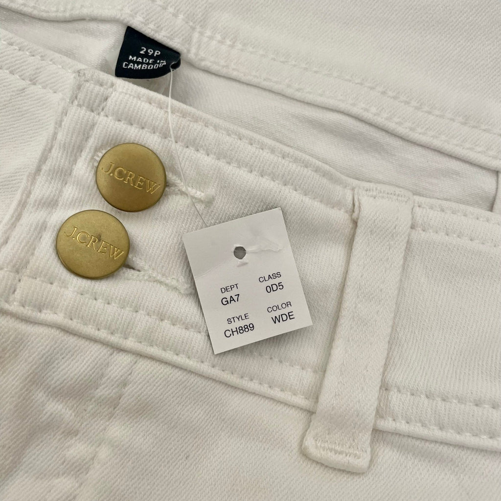 NWT!! J. CREW Slim Wide Jeans Stacked Buttons Solid White Size 29 Petite 29P