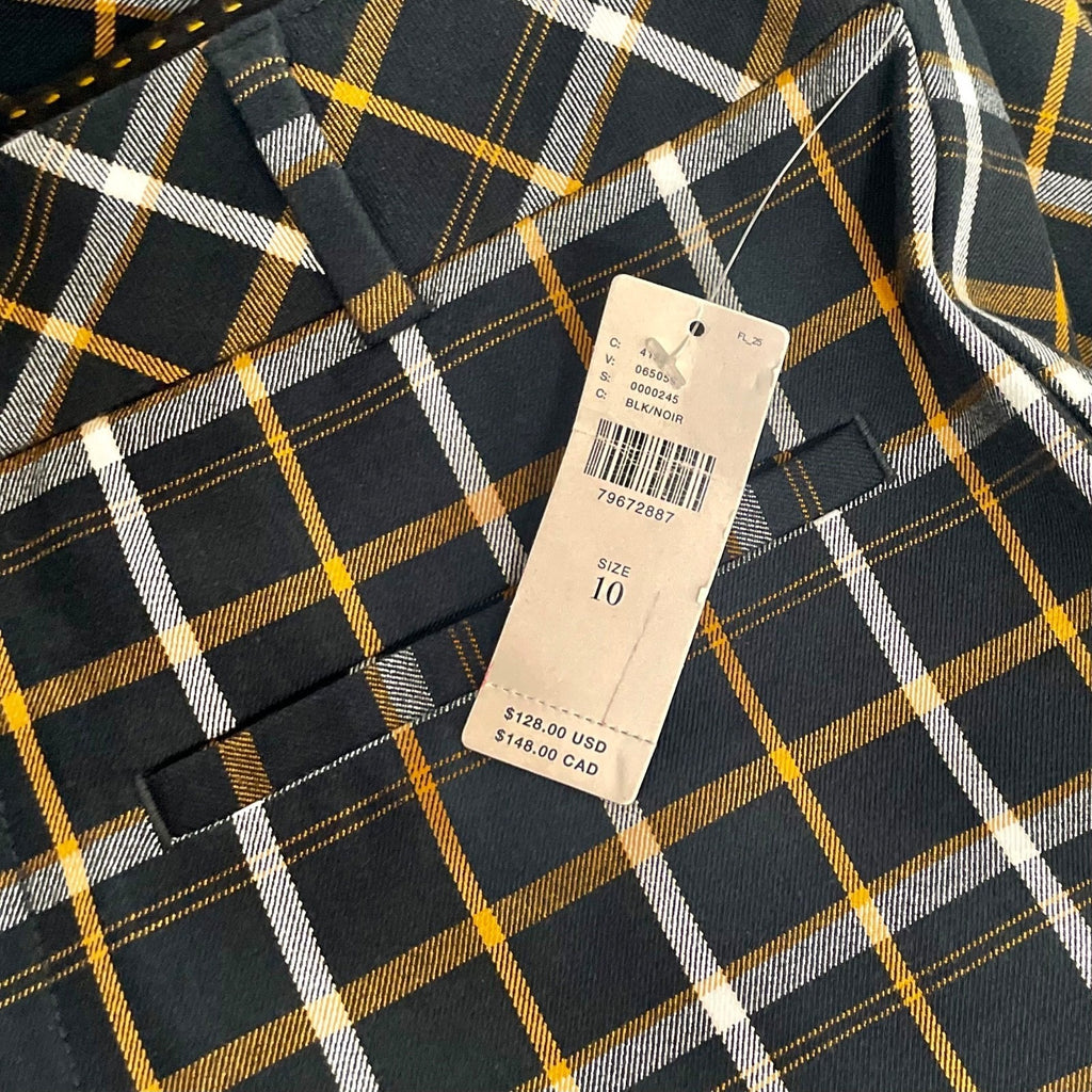 NWT!! ANTHROPOLOGIE The Essential Plaid Pants Black Orange Academia Preppy 10