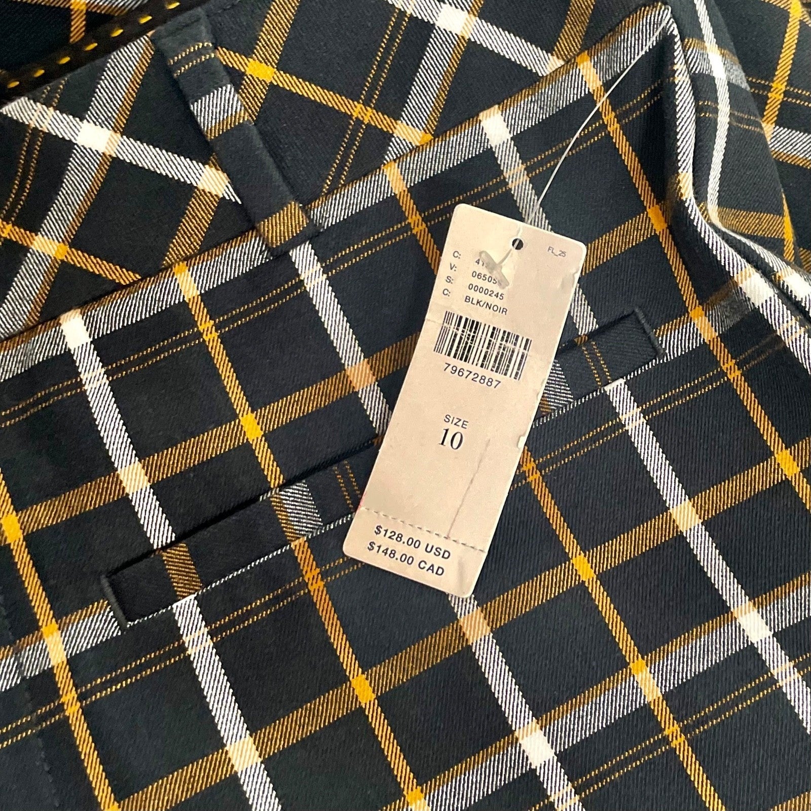 NWT!! ANTHROPOLOGIE The Essential Plaid Pants Black Orange Academia Preppy 10