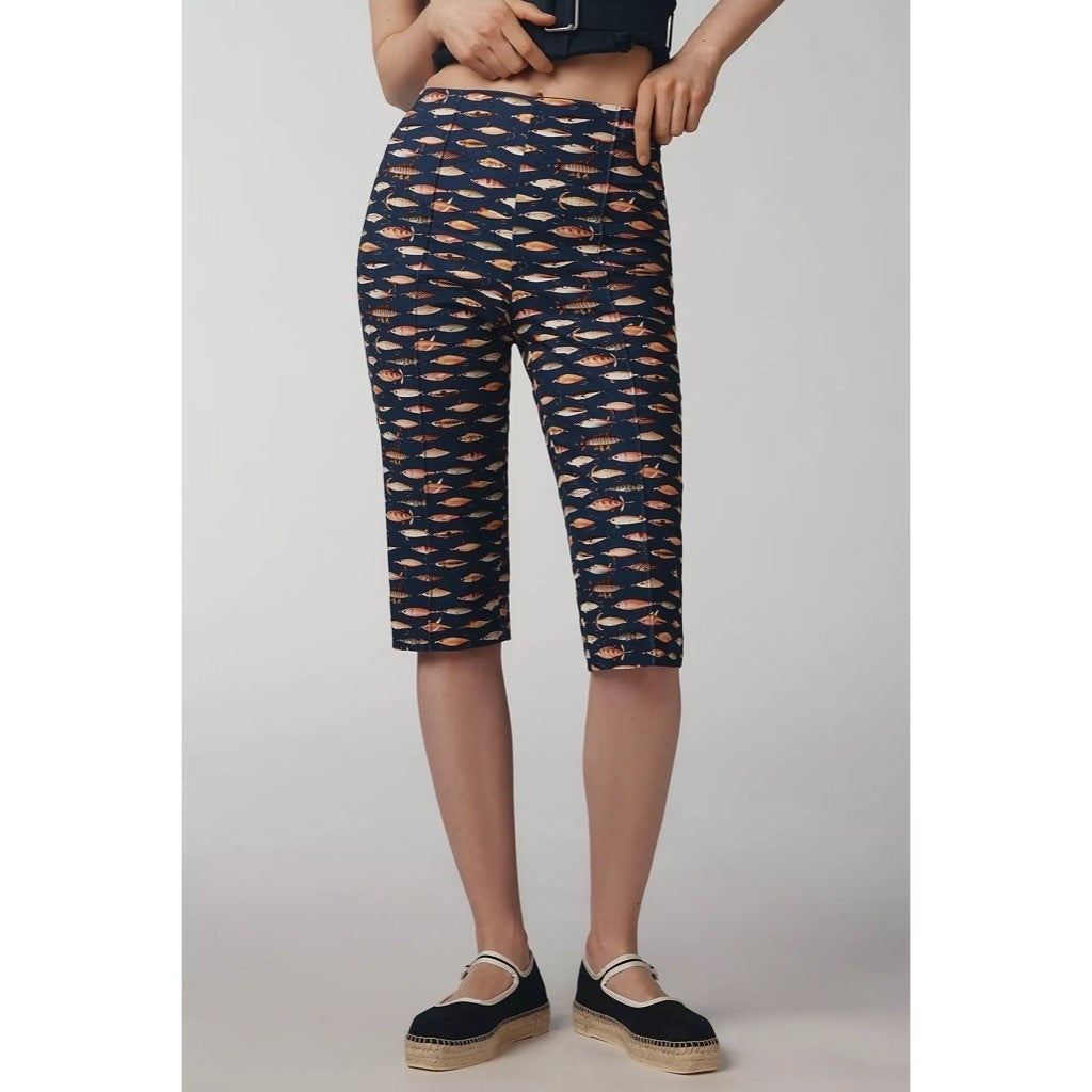 NWT!! Anthropologie MAEVE Fishing Lures Capri Pants Elastic Waist Cropped Medium