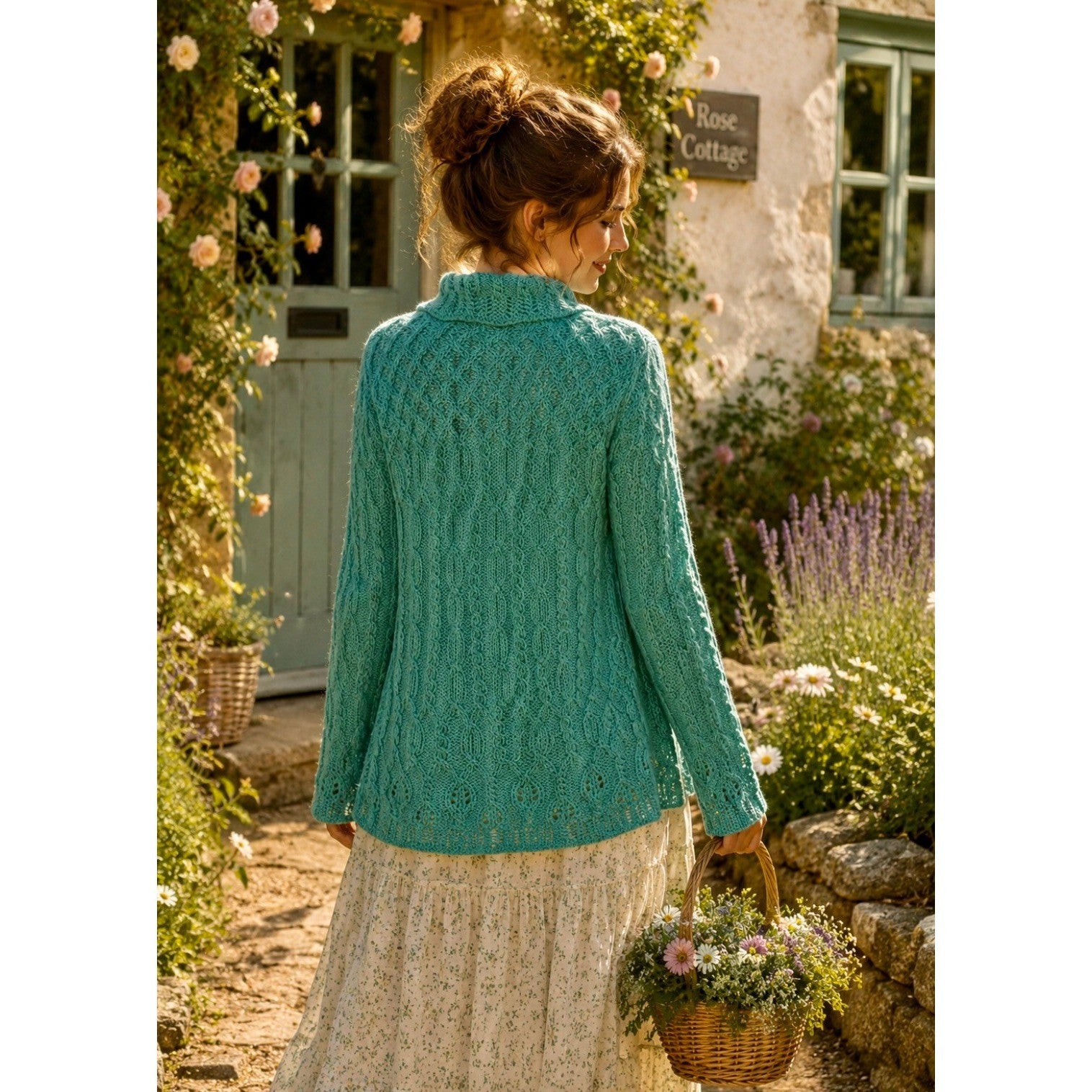 ARANCRAFTS Aran Crafts Merino Wool Green Cardigan Sweater Ireland Medium