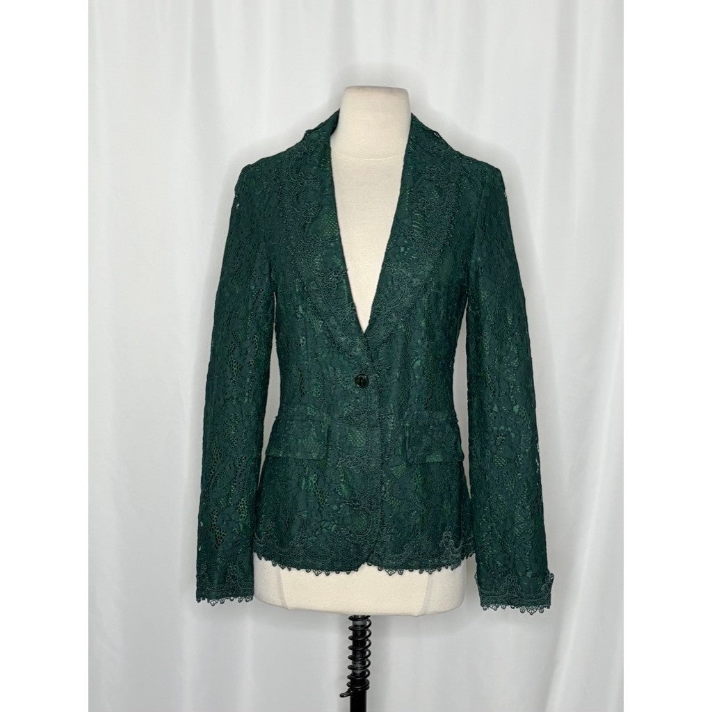 NEW!! SUNDANCE Emerald Green Verde Lace Blazer Jacket Coquette Lacey X-Small