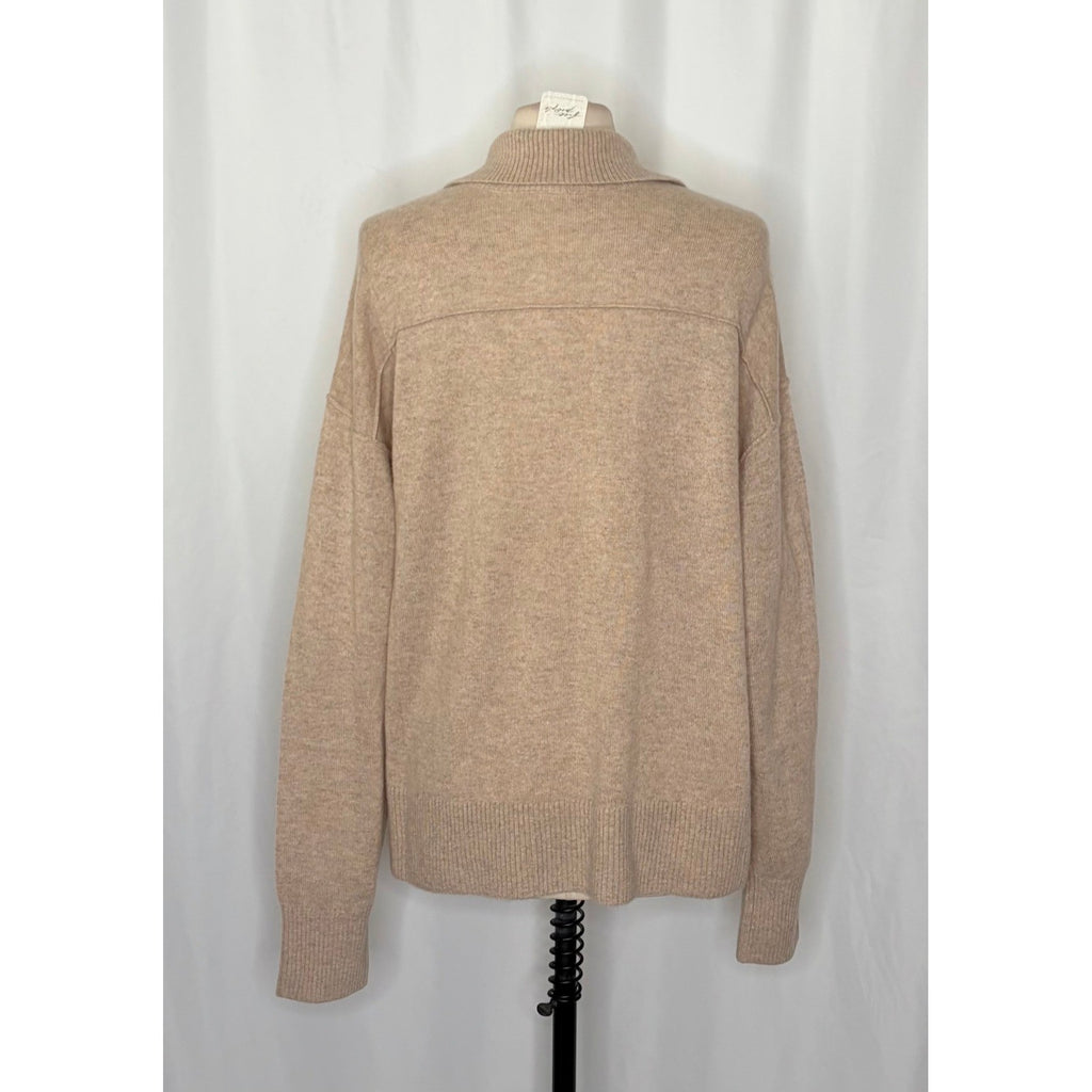 NWT!! FREE PEOPLE Eloura Cashmere Henley Sweater Solid Light Brown Tan X-Large