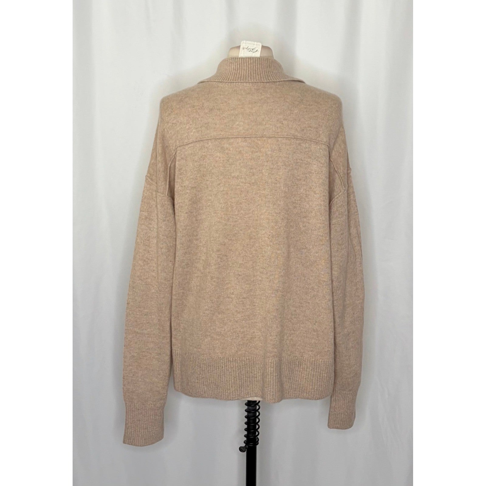 NWT!! FREE PEOPLE Eloura Cashmere Henley Sweater Solid Light Brown Tan X-Large