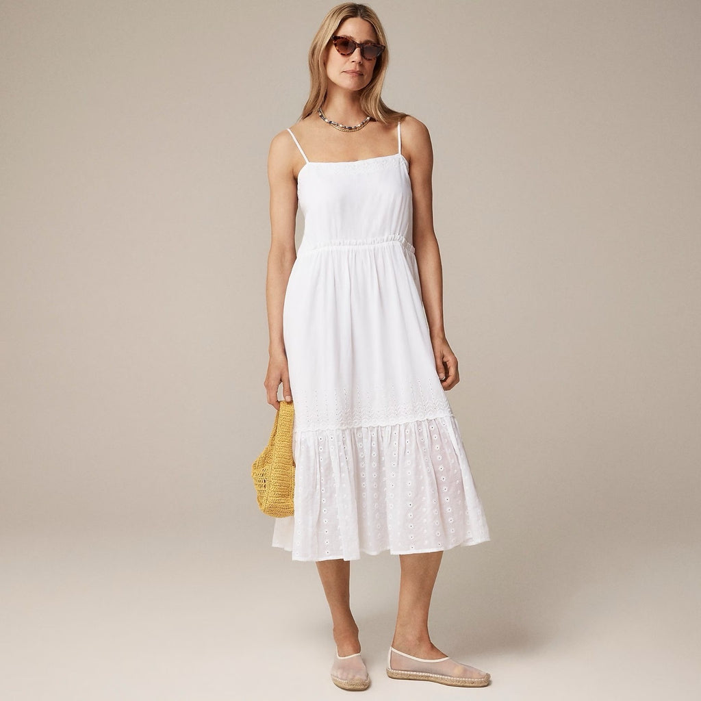 NWT!! J. CREW Sorrento Dress Cotton Voile Solid White Bridal Medium Petite MP