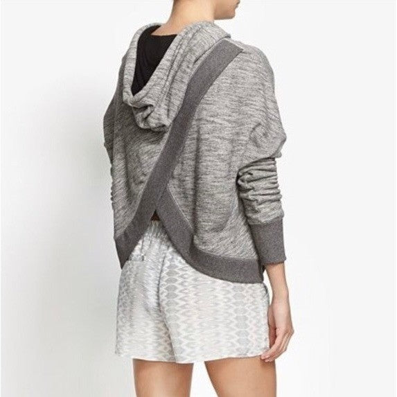 RAG & BONE Jean Murphy Hoodie Crossover Envelope Back Hood Gray Pullover X-Small