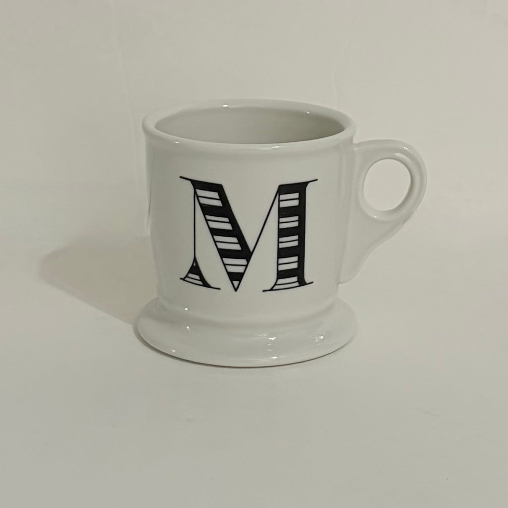 ANTHROPOLOGIE Letter "M" Monogram Mug White Minimalist Coffee Tea Farmhouse M
