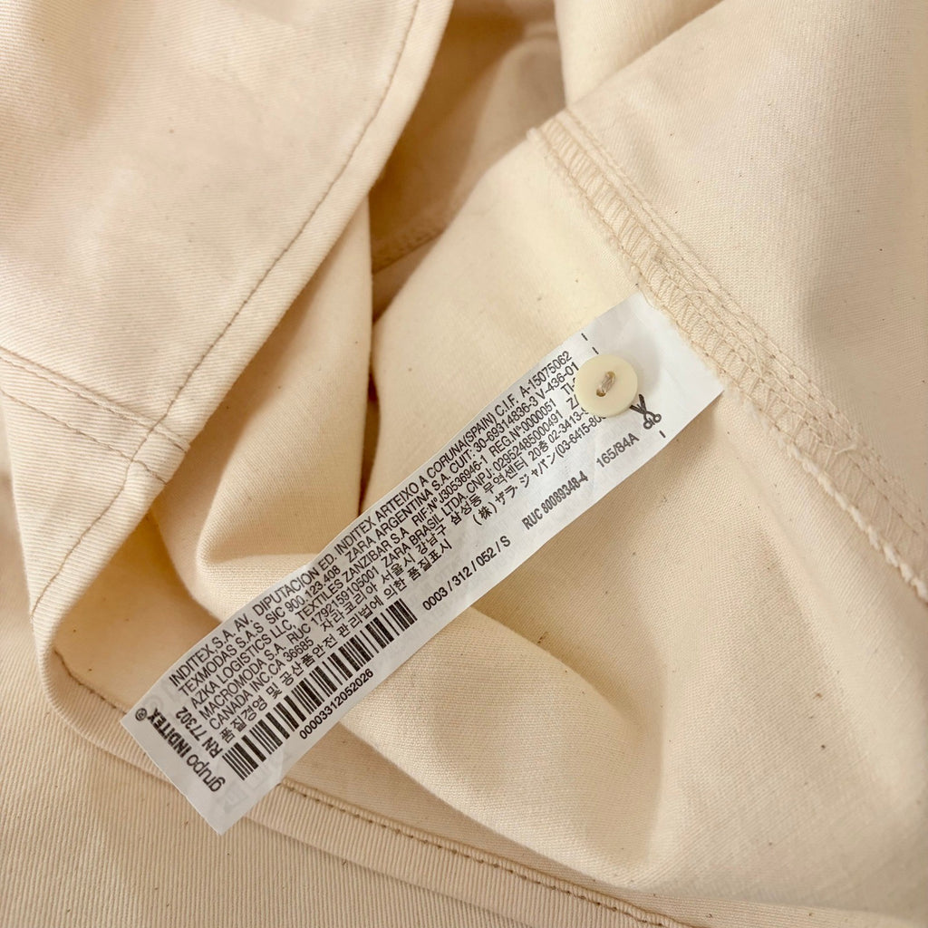 ZARA Natural Cream Shirtdress Mini Shirt Dress Buttons Pockets Twill Small