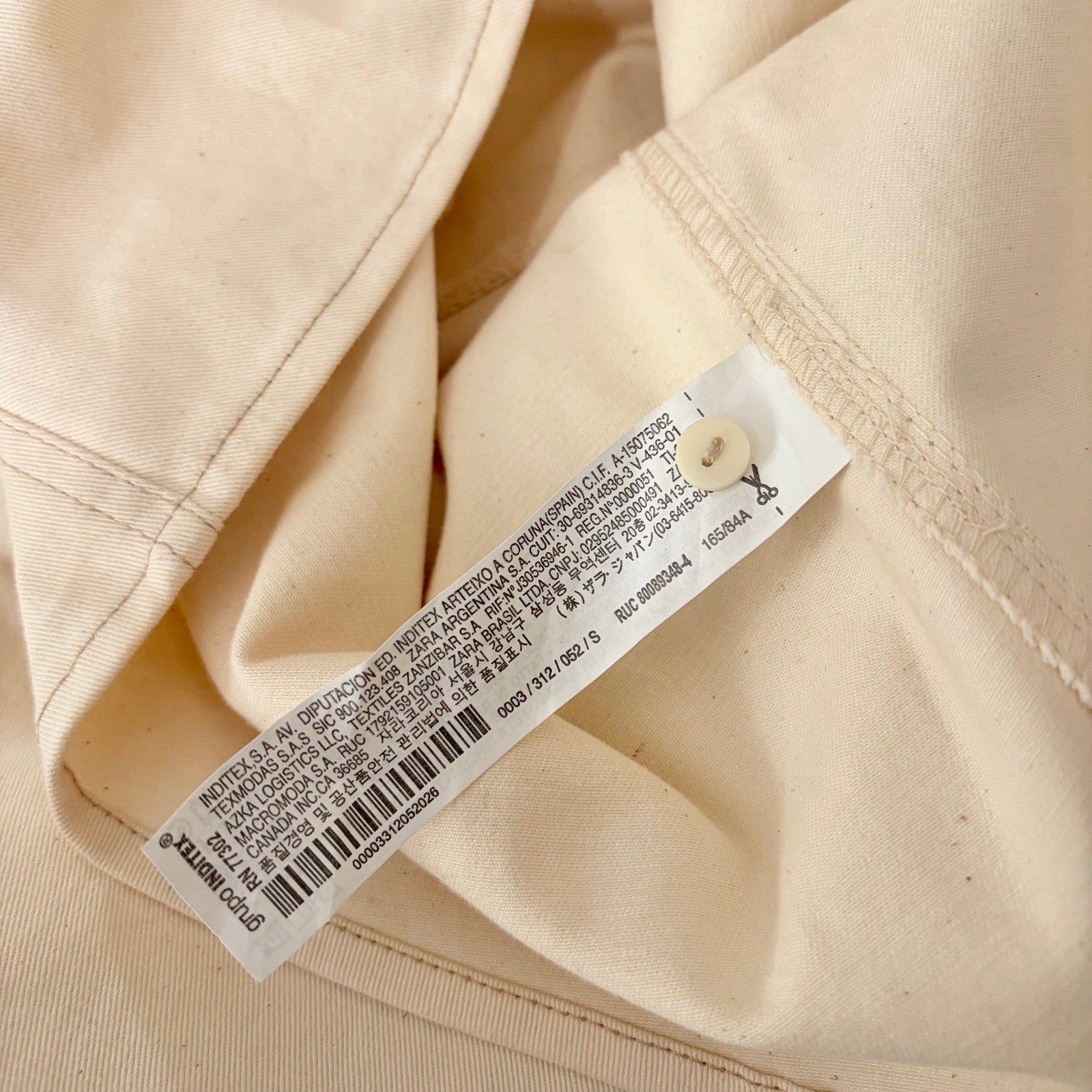 ZARA Natural Cream Shirtdress Mini Shirt Dress Buttons Pockets Twill Small