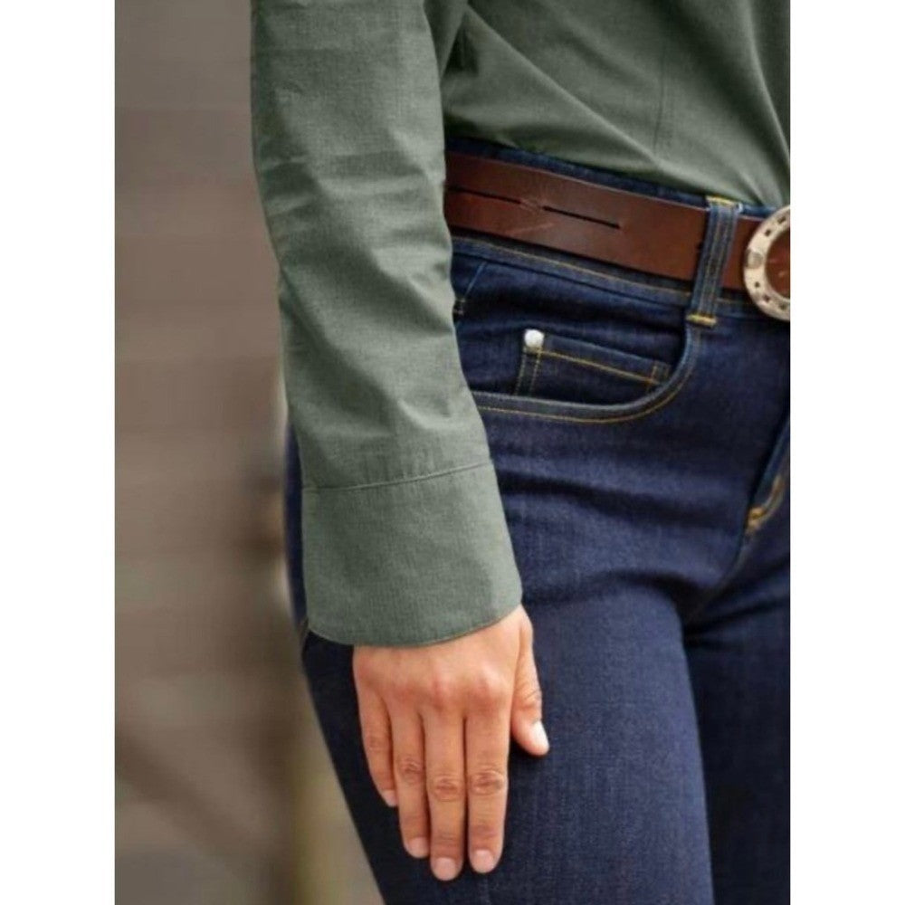 NWT!! Women's KERRITS Convertible Sun Shirt Cypress Green Snaps Equestrian Large