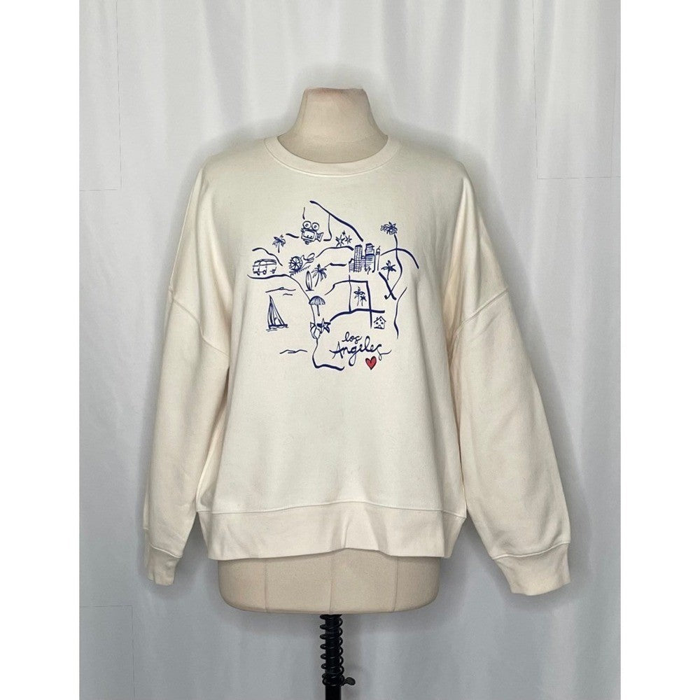 CLEOBELLA Los Angeles California Sweatshirt Pullover Graphic Map Hearts L.A. XL