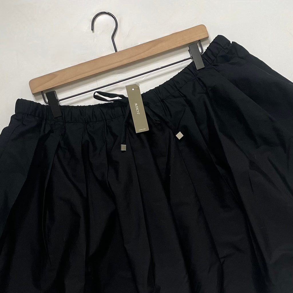 NWT!! J. CREW Pleated Tie Waist Mini Skirt Solid Black Poplin Pleated XL Tall