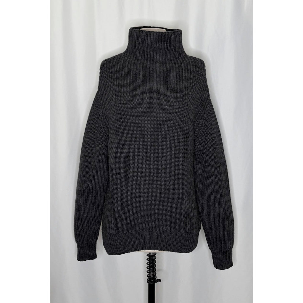 NEW!! Aritzia WILFRED Wool Shaker Knit Mock Neck Turtleneck Sweater Gray Small
