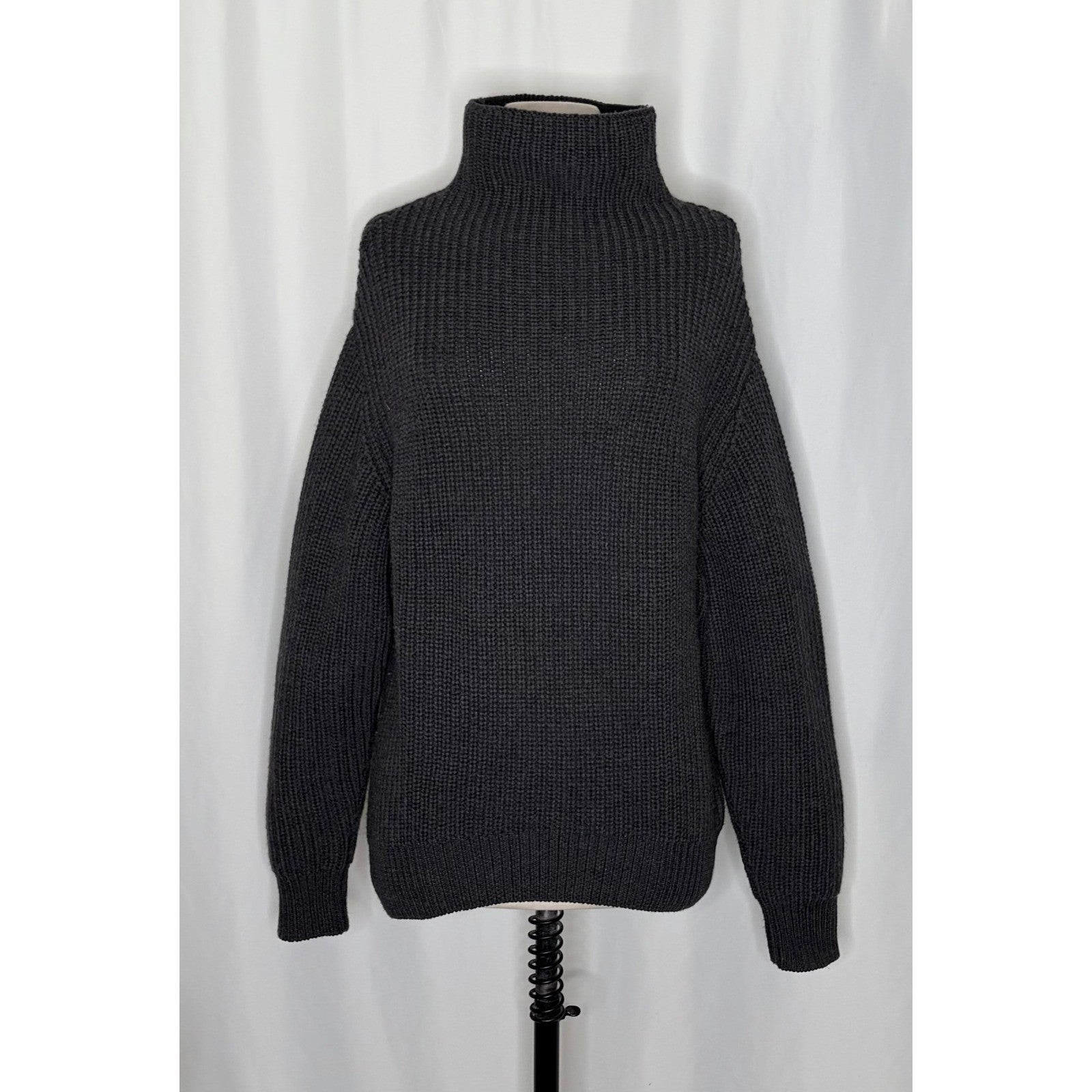 NEW!! Aritzia WILFRED Wool Shaker Knit Mock Neck Turtleneck Sweater Gray Small