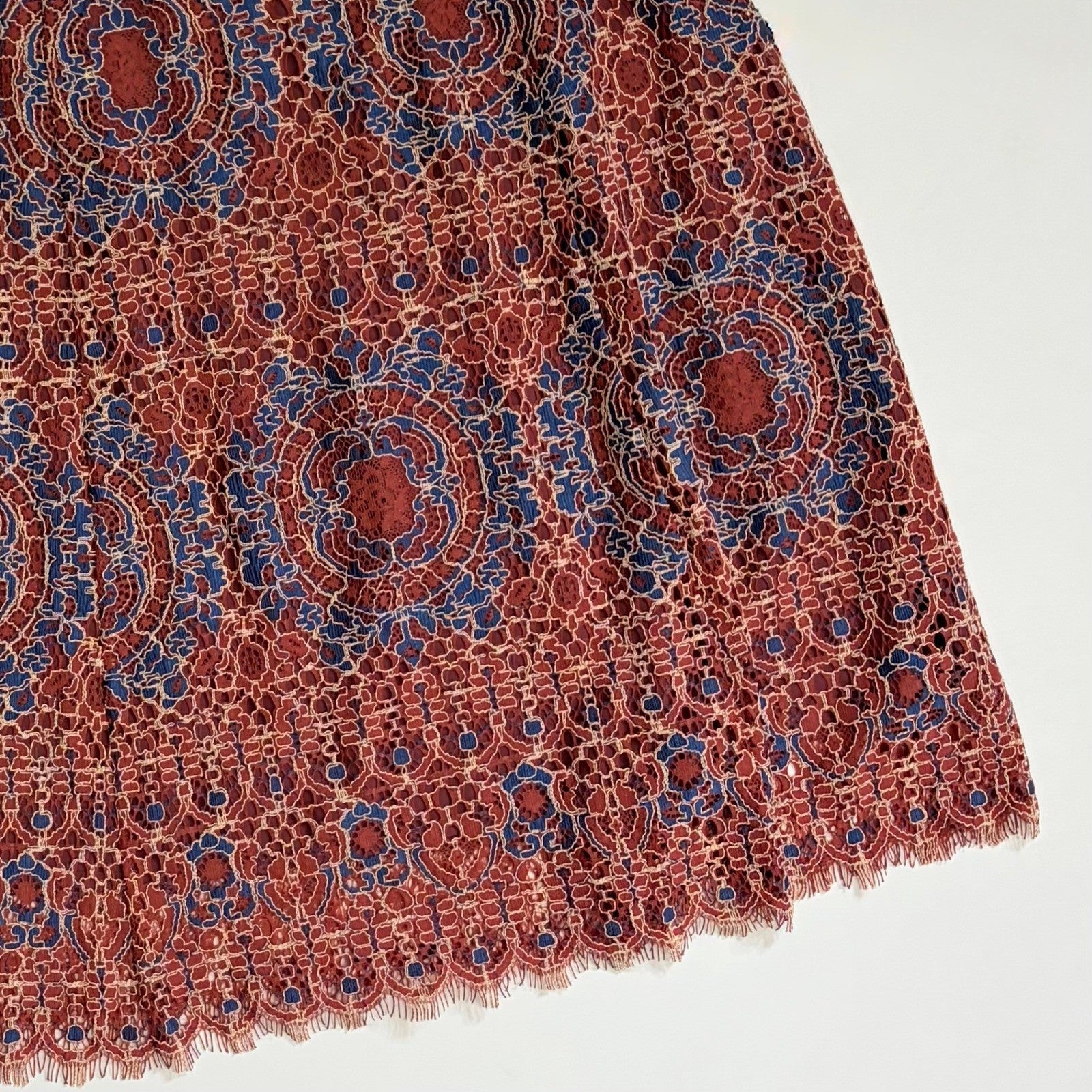 SUNDANCE Elisa Lace Skirt Bohemian Feminine Coquette Scalloped Hem Medium
