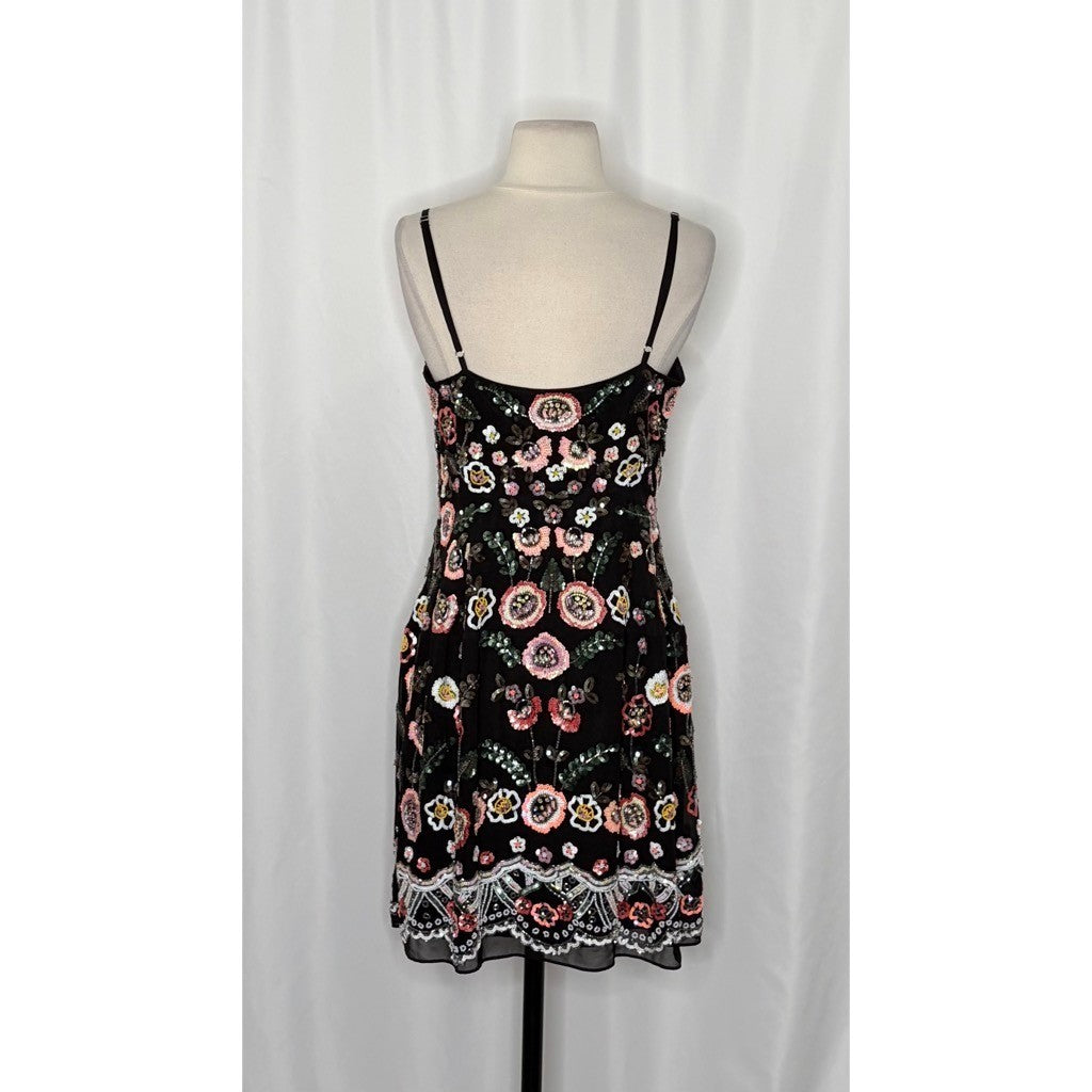 NEEDLE & THREAD Black Sequin Embellished Dress Beaded Party Special Occasion 8