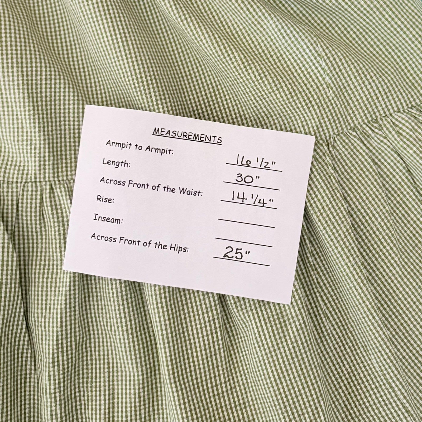 NIA Silvana Green White Gingham Babydoll Dress Tiered Mini Summer Puff Medium