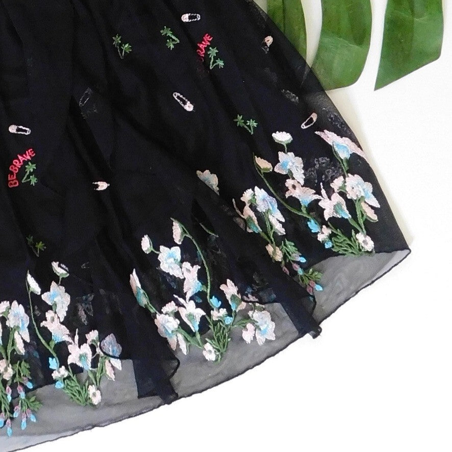PATRIZIA PEPE Embroidered Tulle Top Strapless Floral Punk Size 40 US 4
