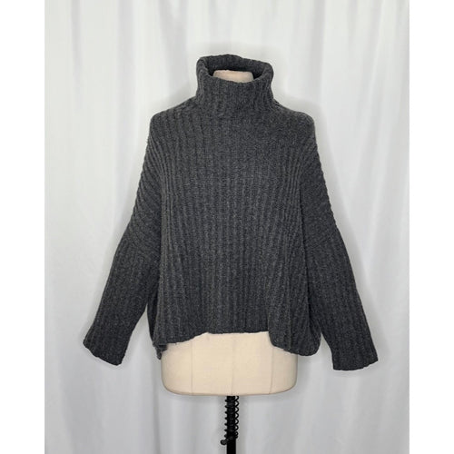 7115 BY SZEKI Dark Grey Turtleneck Sweater Merino Wool Boxy Oversized Small