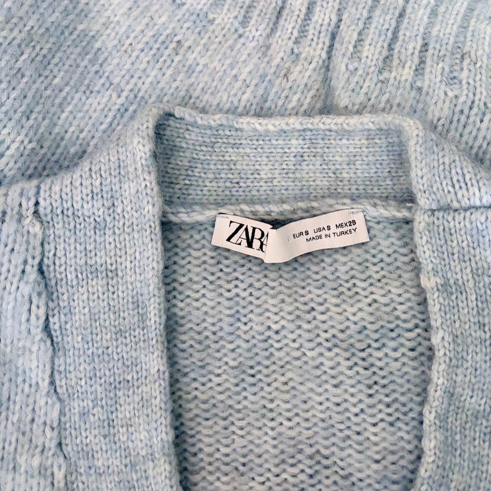 ZARA Jewel Bow Cardigan Sweater Baby Blue Coquette Blogger Favorite Preppy Small