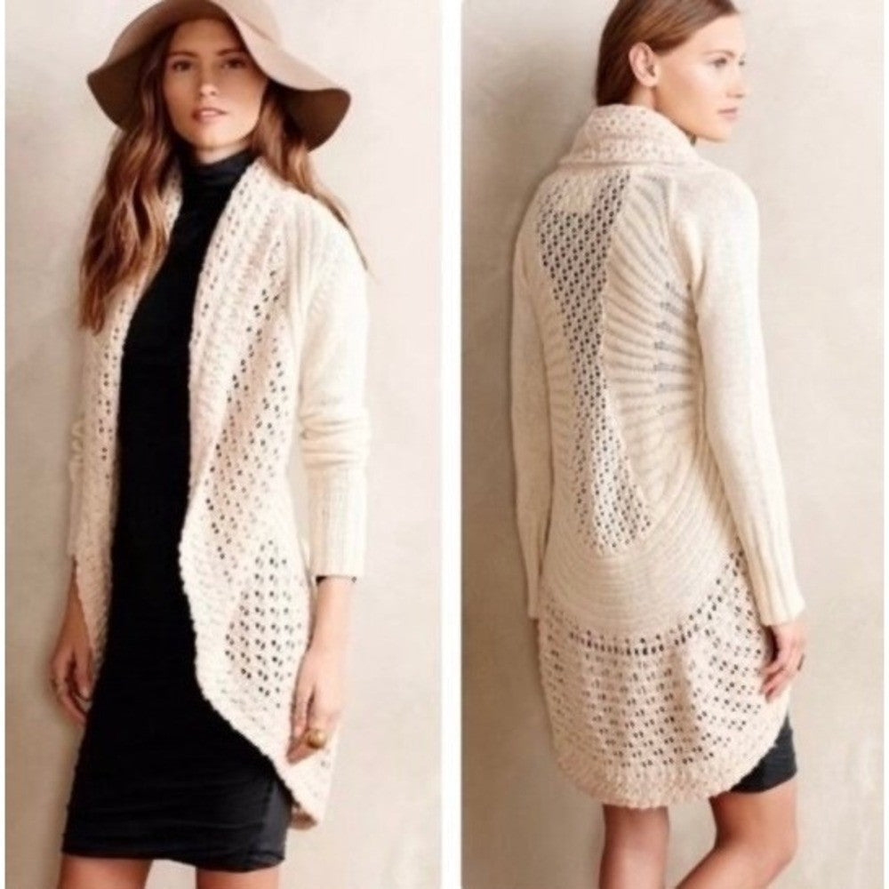 Anthropologie ANGEL OF THE NORTH Crochet Knit Cardigan Sweater Medium Petite MP
